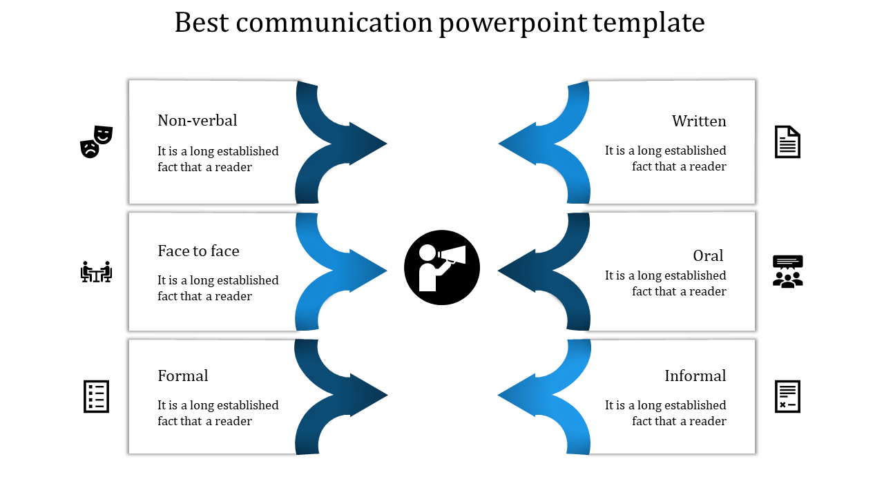 communication powerpoint template-blue